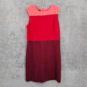 Talbots Colorblock Sheath Dress 16 Peach Red Burgundy Classic Colorful Plus Size